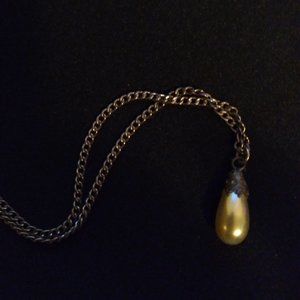 Vintage silver with genuine pearl drop